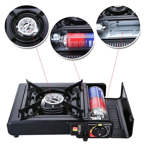 Camping Gas Stove, Outdoor Camping Stove Set, Mini Cooker Including Case, Ideal Equipment for Picnics, 4 Gas Cartridges - Image 6