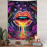 Lifeel Vertical Lips Tapestry, Fashion Aesthetic Neon Pop Art Tapestries for Gaming Room Bedroom Party Decor