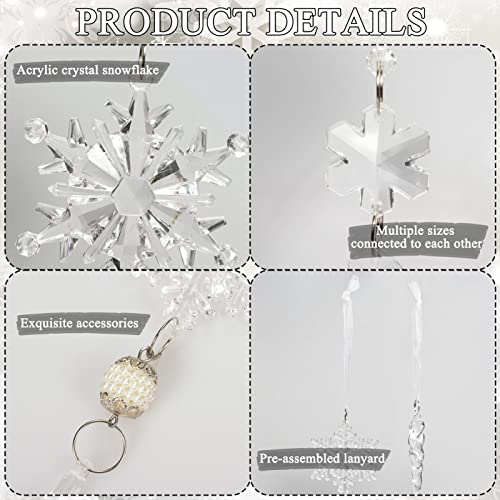 18Pcs Crystal Christmas Ornaments For Christmas Tree Decorations-Hanging Acrylic Snowflake And Icicle Ornaments With Drop Pendants For Christmas Tree New Year Party Decorations Supplies #TOP4