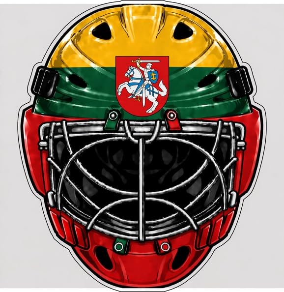 Autocollant sticker vinyle waterproof casque drapeau hockey lituanie