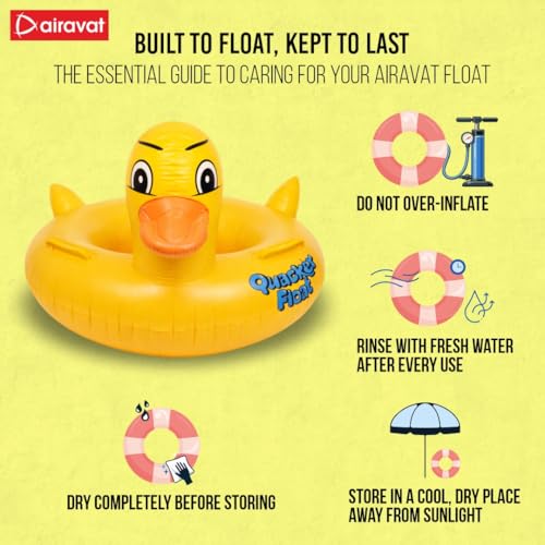 Image of Airavat Floats for Pool, Inflatable Pool Floats Swimming Ring, Swimming Float for Junior, Inflatable Floater, Water Float for Kids Swimming Pool Beach Summer Water Float Party Outdoor (Yellow Duck)