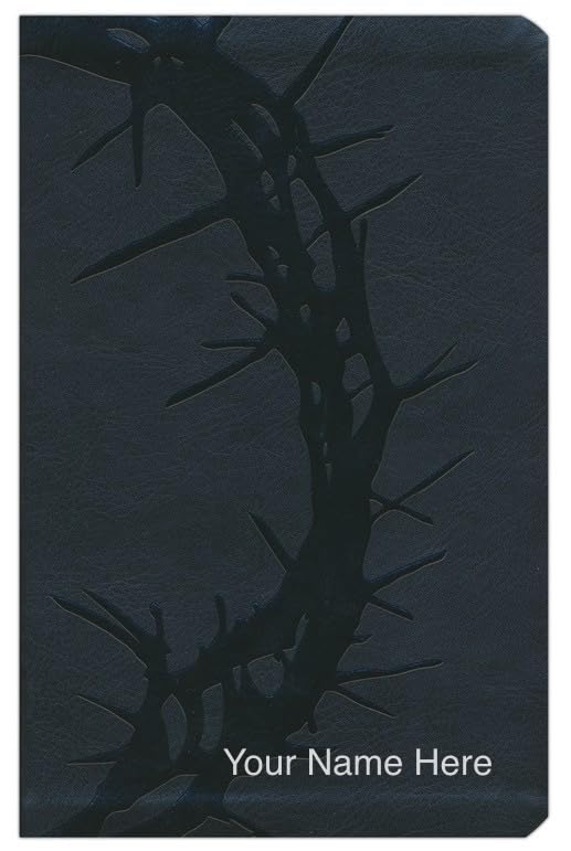 Personalized KJV Large Print Personal Size Reference Bible, Charcoal Leathertouch, Indexed, Red Letter, Cross-References, Full-Color Maps, Custom Name Imprint, King James Version (Indexed)