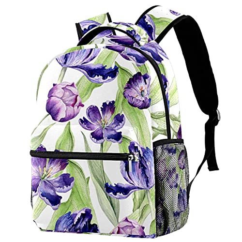 Sac à dos d'écolier ordinateur 14" avec poche rembourrée fleurs
