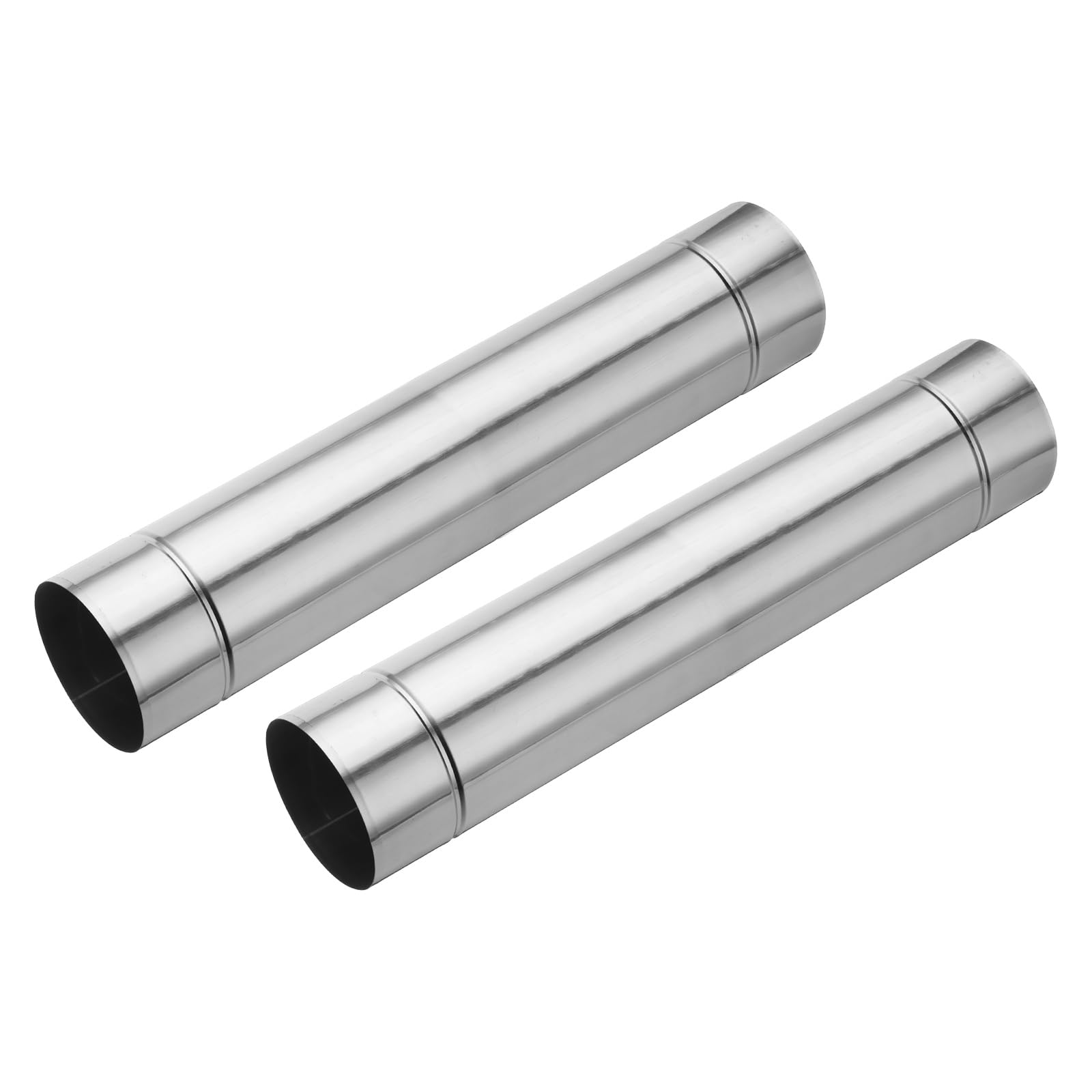 PATIKIL 10x50cm Stove Pipe, 2Pcs Stainless Steel Thickened Lengthen Straight Tent Stove Chimney Pipe Flue Extension for Camping Stove Vent Water Heater Smoke Exhaust