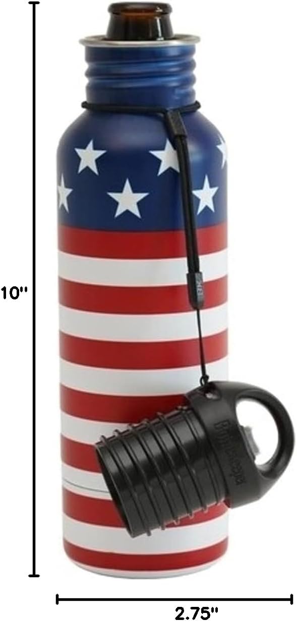 BottleKeeper - The Standard 2.0 Beer Bottle Insulator - Cap with Built in Beer Opener and Tether - Fits & Protects Standard 12oz Bottles - Insulated Beer Bottle Holder - American Classic
