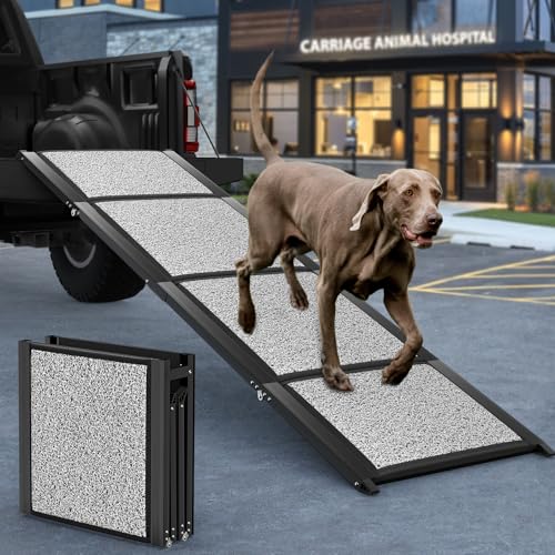 Pawaboo Rampa Plegable para Perros de 170 x 50 cm para SUV y camión para Perros medianos y Grandes, Escalera para Perros para Coche, rampa para Perros con Superficie Antideslizante, rampa para Perros