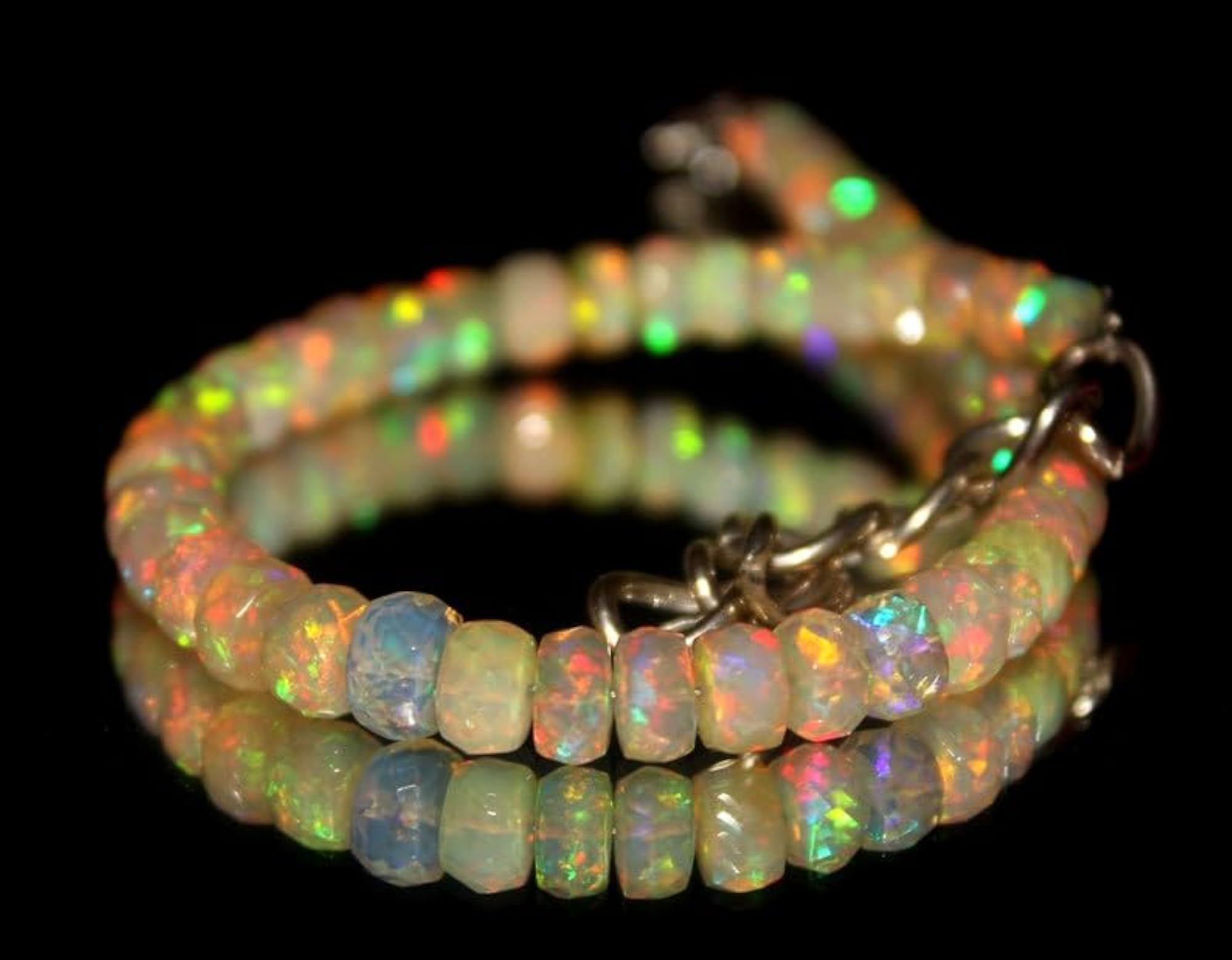 Unisex Ethiopian Opal Gemstone Bead Bracelet, Gift Idea