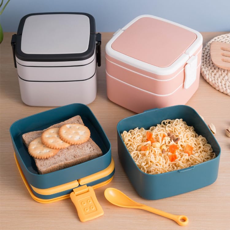 Amazon | 日本式手提げ二段弁当箱 ハンドル付き二層気密四角ランチ
