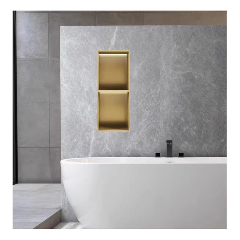 Niche de douche en acier inoxydable doré étanche et prête à poser