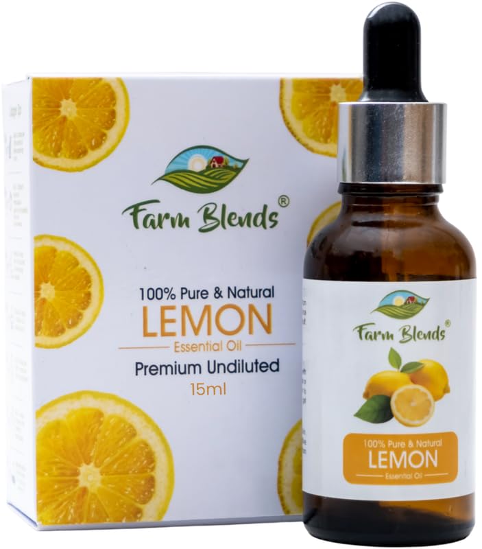 Lemon Essential Oil|15Ml|Vitamin C Rich, Nourishes Hair & Skin, Anti-Acne, Pimple, Oil Control, Fresh Lemon Scent|Farm To Home|Oil 100% Pure, Natural, Undiluted|Citrus Limon