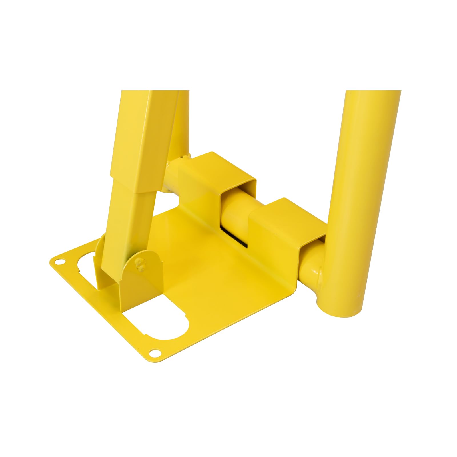 EberSign - Cepo para Plaza de Garaje Abatible | Bloqueo Aparcamiento con Cerradura y Llaves | Valla Manual de Alta Resistencia con Sistema Plegable y Anclaje al Suelo, Seguridad | Bloqueo Amarillo