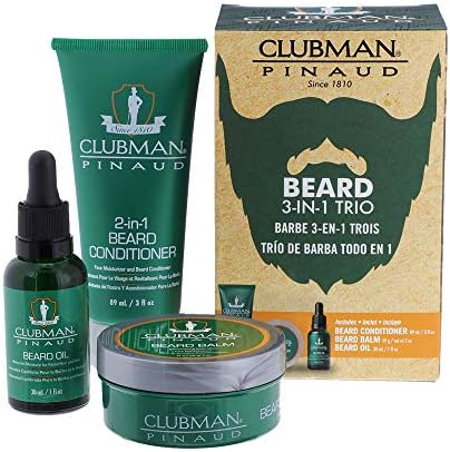 Clubman Pinaud 3-in-1 Beard Kit โ Includes Conditioner, Beard Oil and Balm, Starter Kit for Men