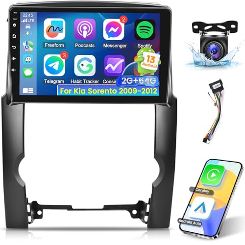[2 + 64 G] Rádio de carro para Kia Sorento 2009-2012 com carplay sem fio e Android Auto - tela sensí