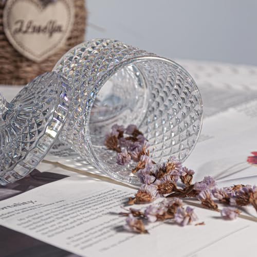 Support Qtip en verre éblouissant avec couvercle, lot de 2 boîtes de 10 et 700 ml