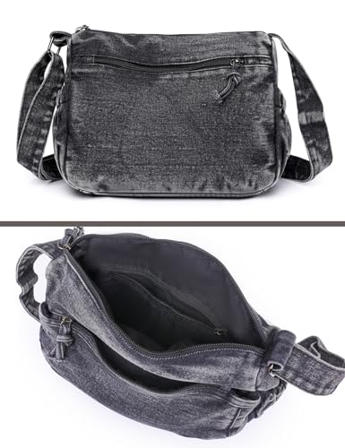 Denim Crossbody Shoulder Bag for Women Vintage Jean Casual Purse Handbag with Adjustable Strap3