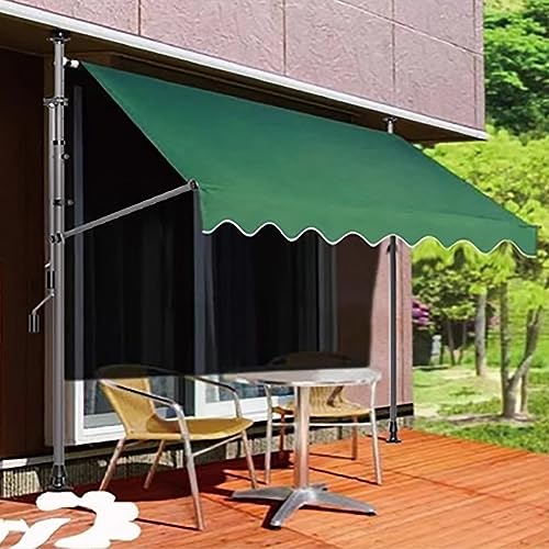 Balkonmarkise, verstellbar, UV-beständig, wasserdicht, 2,5 m, Sonnenschutz für Terrasse und Balkon, Beige, Stoff, einziehbares Vordach mit Clip-Montage