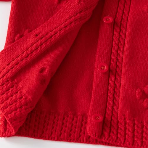 Casaco de malha jacquard de algodão para bebês meninas, gola redonda, casaco de primavera, manga com