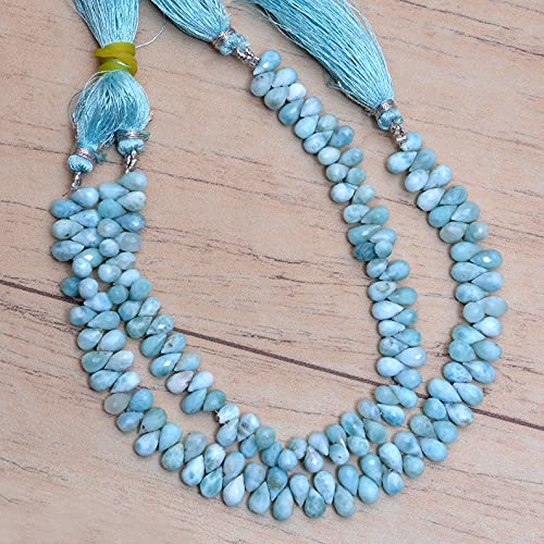Larimar perles briolettes AAA+ pour la création de haute joaillerie naturelle