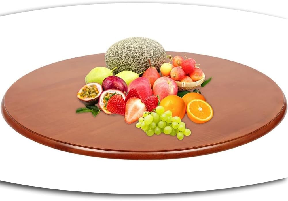 Large Lazy Susan 30Inch 40Inch 50Inch Table Top Turntable Round Dining Table Serving Tray 360° Swivel Plate Easy to Clean Share Food(Reddish Brown,120 cm (50in))