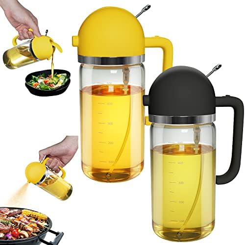 CXINYI 17oz Olive Oil Dispenser - 2 in 1 Oil Dispenser and Oil Sprayer - 500ml Oil Bottle with Pourer - Oil Sprayer for Cooking, Kitchen, Salad, Barbecue (White Pro)