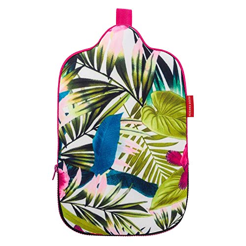 Hugo Frosch Öko-Wärmflasche 2,0l – Made in Germany – mit flauschigem Neoprenbezug im Dschungel-Design – große, formstabile & geruchsneutrale Bettflasche – mit waschbarem Bezug