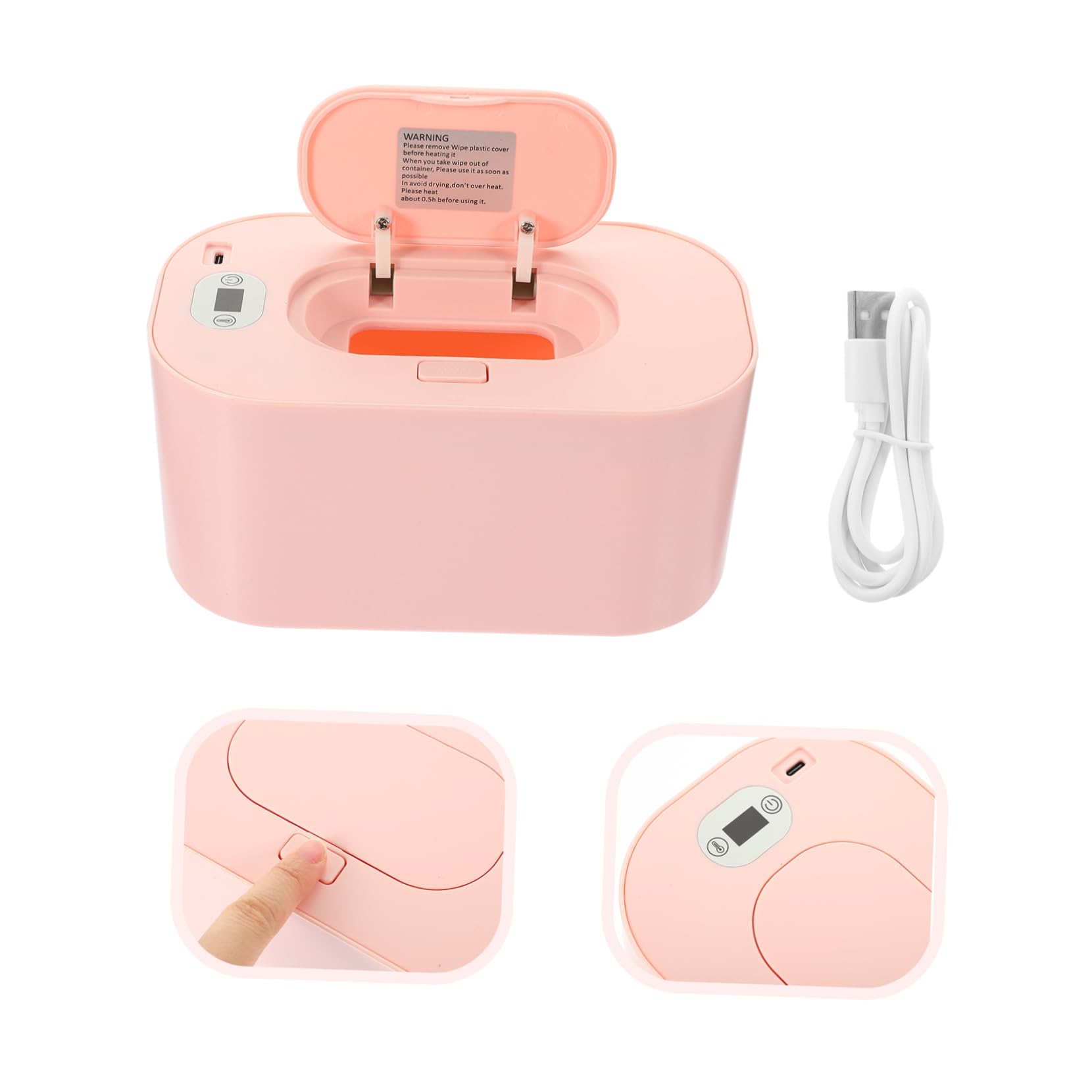 Distributeur Thermostatique Usb Pour Lingettes Humides Chauffe-lingettes Portable Réglage Température Conçu Pour Soins Bébé En Voyage