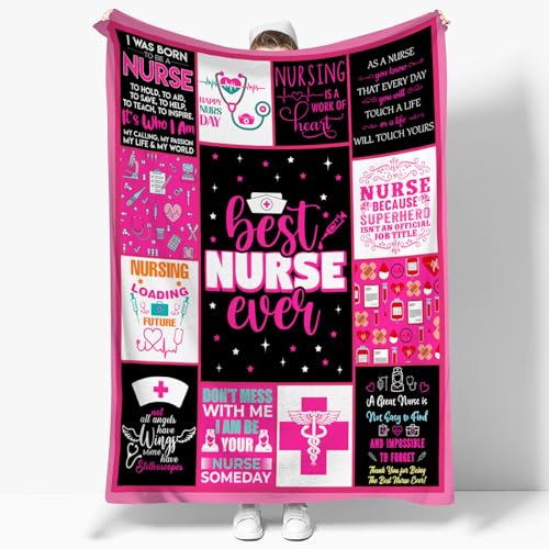 Nurse Gifts for Women Men Cozy Soft Nurse Blanket with Funny Inspirational Quotes for Nurses Practitioner Nursing Blanket for Nurses Week/Day Gifts School Graduate Birthday Appreciation Gifts Pink