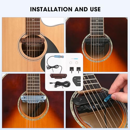 Captador de guitarra acústica recarregável ativo Soundhole Captador ajustável para violão, bobina ma