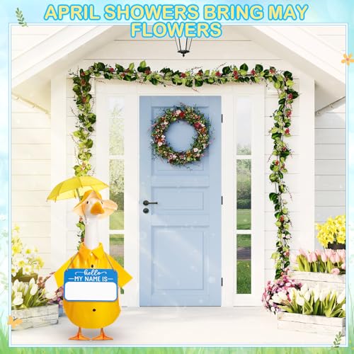 Mindsoft 3 Pcs Raincoat Porch Goose Outfit Summer Raincoat Umbrella with Name Wooden Sign for Lawn Cement 23 Goose Statue Clothes Outdoor Patio Yard Lawn Decoration(Classic,Yellow) by Mindsoft - Used condition - Image 5
