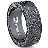  Ultimate Metals Co. Herren Schwarz Titan Verlobungsring Mit Schwarz Zirkonia, Herren Schwarz Titan Ehering Mit Schwarz Zirkonia CZ,8mm Bequemlichkeit Passen,Größe 64.5