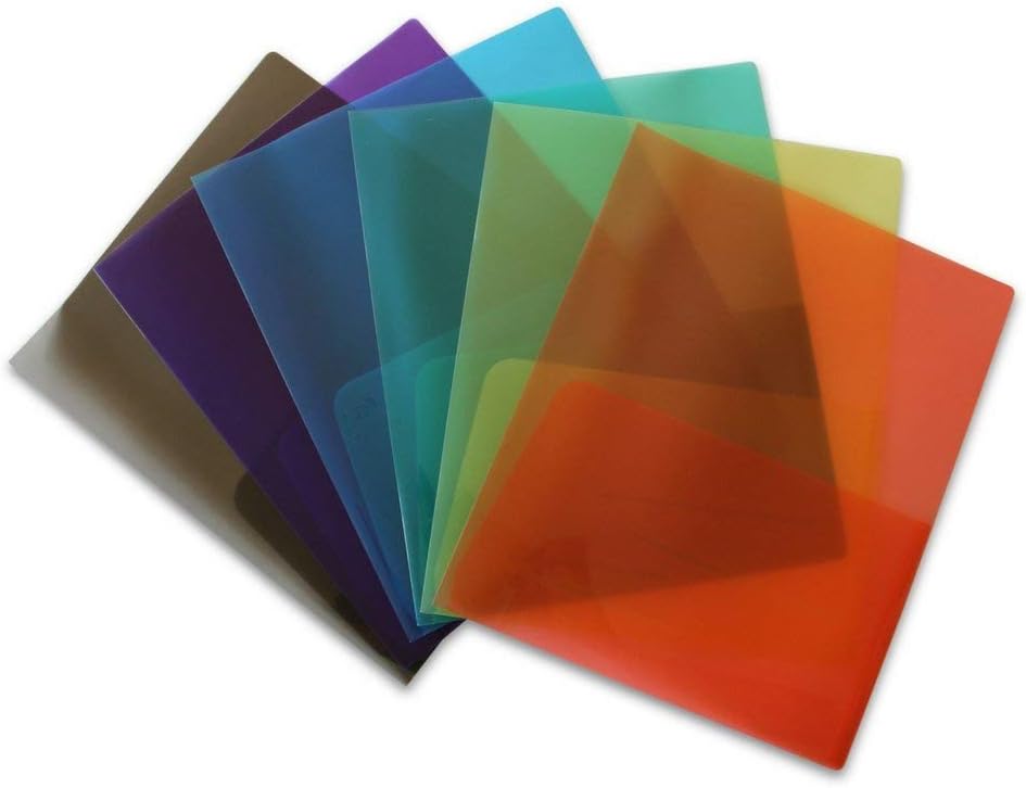 STEMSFX Clear Lightweight Plastic 2 Pocket Folder for Letter Size Papers, Includes Business Card Slot, 6 Piece