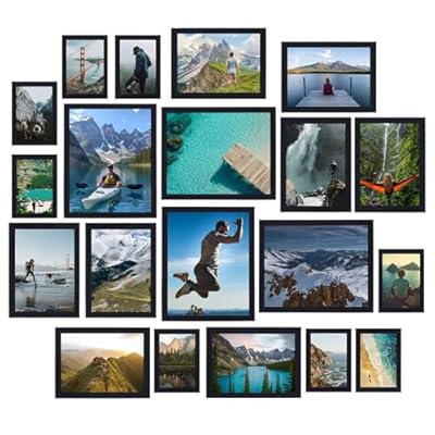 Fixwal 20 Pack Picture Frames Collage Wall Decor Wall Frame Set for Gallery Wall Decor, Hanging or Tabletop Display, Assorted Picture Frames Including 8x10, 5x7, 4x6 Family Photo Frames, Black