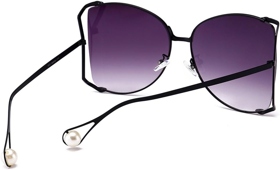 Armear Women Oversized Semi Rimless Sunglasses Retro Metal Frame Glasses Fashion Pearl Design - Image 5