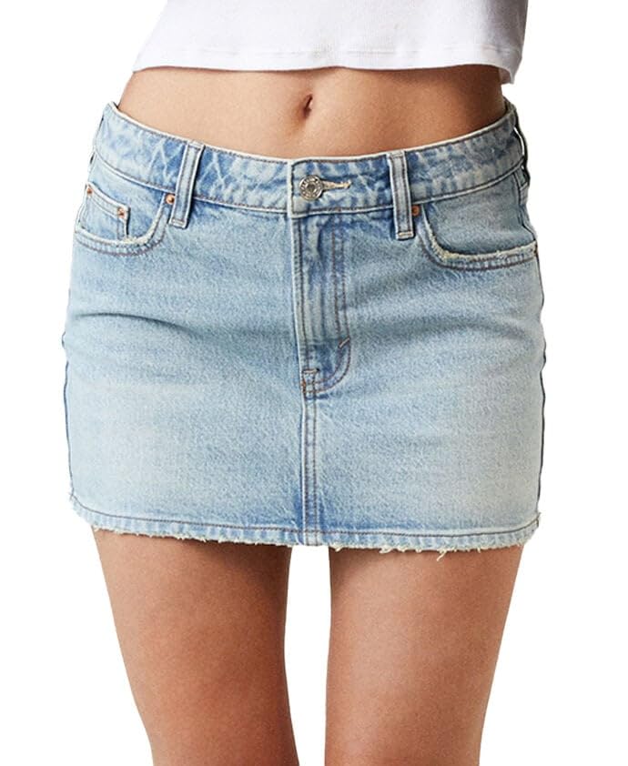 PacSun Womens Bella Stretch Light Indigo Mid Rise Denim Mini Skirt - Multicolor