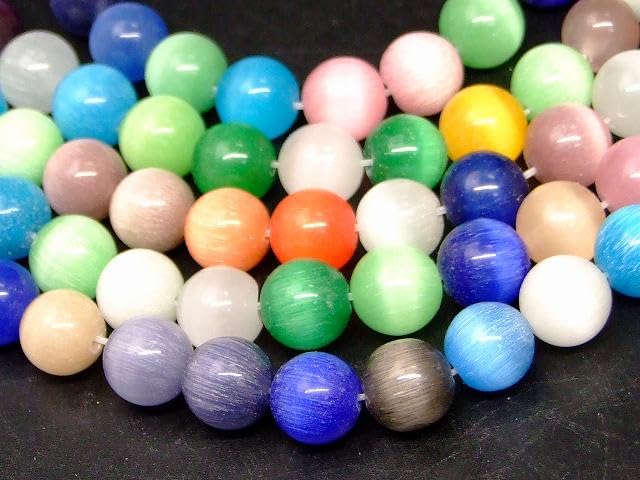 Amazon.co.jp: 【hinryo】 AAA 10mm キャッツアイ 猫目石 一連 通し針