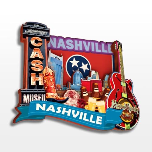 Nashville Tennessee USA Amérique Aimant de réfrigérateur 3D en bois Souvenirs de voyage faits à la main Artisanat Aimant de réfrigérateur Autocollants Décoration d'intérieur Collection Cadeau