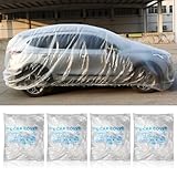 SHENLIU 4 Pack Disposable Car Covers, Clear Plastic Car Cover Universal Rain Dust...