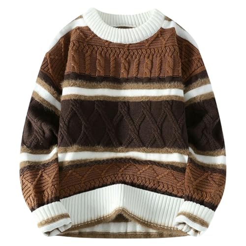 Suéter de punto holgado contra el frío de otoño e invierno con cuello redondo suave