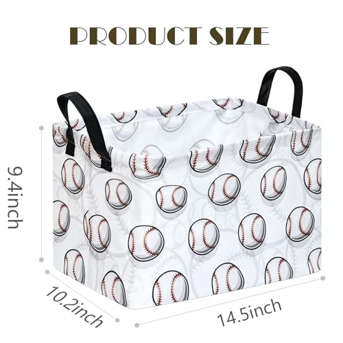 Image of Kids Storage Basket Empty,Baseball Waterproof Storage Bins Organizer, Foldable Closet Shelf Baskets with handles for Women,Nursery Hamper Toys Box,Room Decorations