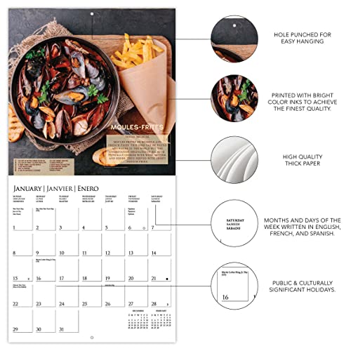 Graphique 2023 Foodie Adventures Wall Calendar | 12” X 12” | Thick Paper | Home & Office Organizer | Large Monthly Grid | 3 Languages & Marked Holidays | 4 Month Preview Page For 2024… #TOP2
