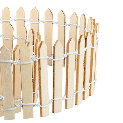 Ideen mit Herz Mini-Holzzaun | 90cm lang | zuschneidbar | kleiner Zaun zum Basteln & Dekorieren | Miniatur-Zaun für Modellbau, Puppenhaus, Terrarium, Garten, Blumentopf (Design 2 | 5cm hoch | natur)