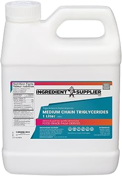 Glycerin Supplier MCT Oil - 1 Liter 33.33 Oz. Food Grade - Non GMO - Halal - Vegan - Sustainable Palm Derived - for Tinctures, Sports Nutrition, Keto or Paleo Diet, Clean Energy