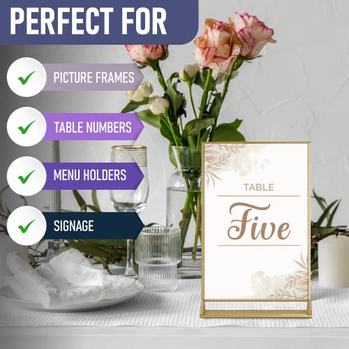 Gold Picture Frames Double Sided - 6 Pack - 8.5X11 Acrylic Gold Table Number Holders, Clear Easel Table Stands For Signs, Gold Frames For Wedding Table Numbers, Menu Holder, Photo Frame #TOP2