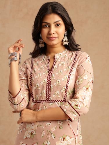Image of Vbuyz Women's Cotton Printed A-Line Regular Fit Kurta Pant with Dupatta
