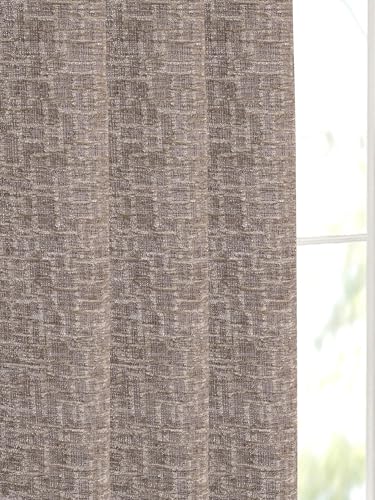 Image of Saral Home Tic tac Chenille Blackout Window Curtains 1PC, Beige. 4x5 Ft