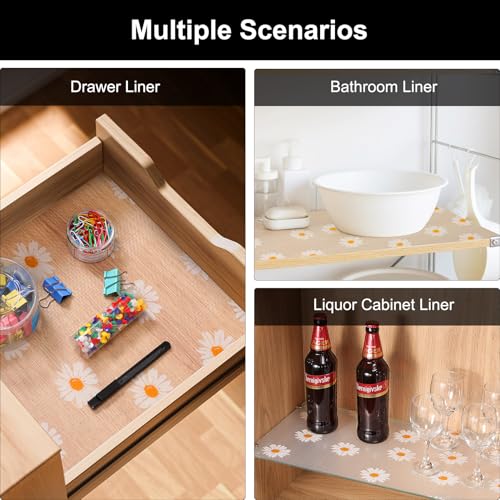 Image of Cooyes Shelf Liner - Premium Non-Adhesive Cabinet & Drawer Liner for Kitchen - Waterproof Shelf Paper with Modern Pattern - Durable EVA Cabinet Mat - Easy to Cut (24 inch W x 120 inch L)