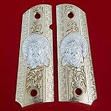 Replacement 1911 Full Size Grips for Kimber, Colt, Rock Island, Springfield, Taurus, & Clones -Jesus Gold Nickel Grips