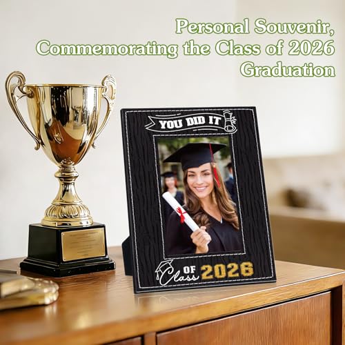 Image of FLYAB Class of 2026 Picture Frame - Graduation Gifts You Did It Portrait Photoframe for Women Men Wood- Special Display for a Treasured Graduation for College High School Pre-K Graduates
