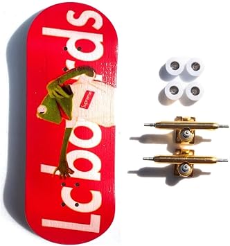 LC Boards Fingerboard 98X34 Complete Kermit RED with Foam Grip Tape