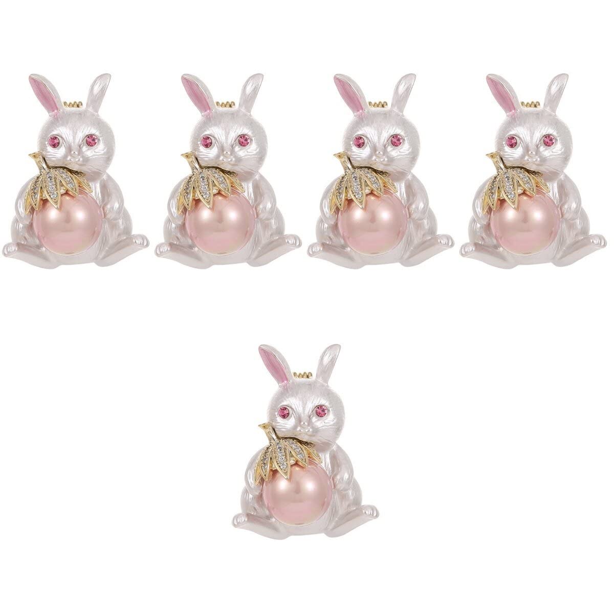 Broche de conejo de Pascua, ramillete de conejo, prendedor, adorno para ropa, 5 unidades
